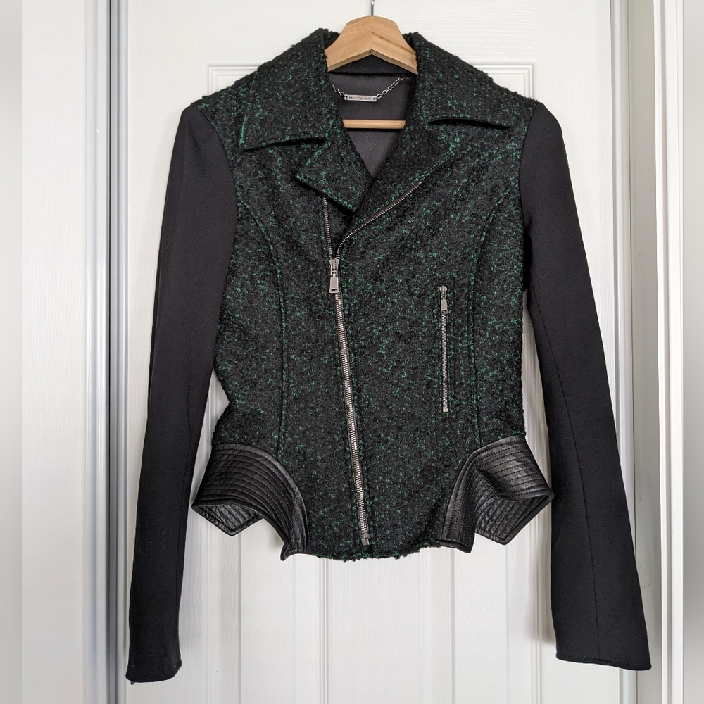 Elie Tahari Francis leather and tweed jacket - Picture 1 of 12